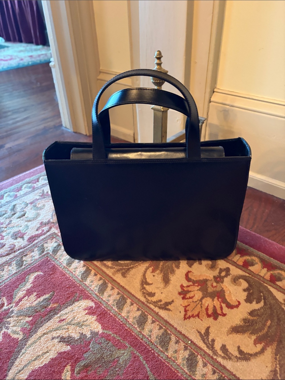 Neiman Marcus Black Leather Top-Handle Satchel